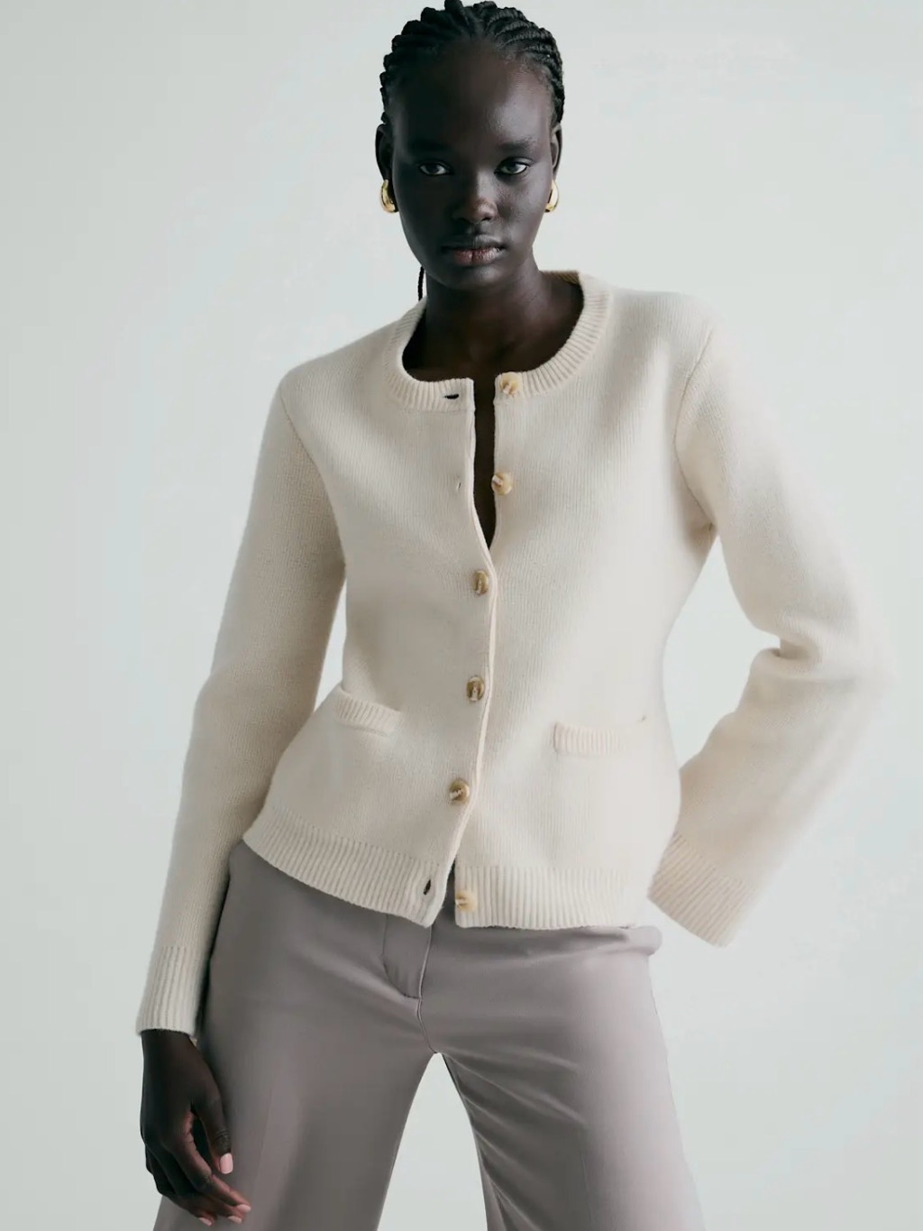 Nwt Quince Mongolian Cashmere Structured Cardigan - Ivory - Large
